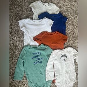 6 Short Sleeve & Long Sleeve Onesie Tops- 18 mo- first impressions & carters